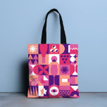 Bolsa Tote Púrpura Retrorna Padrão Bauhaus<br><div class="desc">As Sacos de Tote de Púrpura e Retro-Rosa,  cor-de-rosa,  apresentam um padrão de vinho vintage em rosa,  roxo e branco. Presentes perfeitos para amantes de vinho para aniversários,  comemorações,  obrigados de presentes,  funcionarios,  Natal e presentes de Natal. Criado pelo Evco Studio www.zazzle.com/store/evcostudio</div>