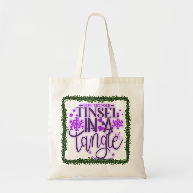 Bolsa Tote purpurina emaranhada (Frente)