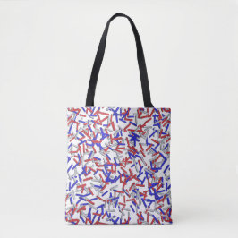 Bolsa Tote Purpurina Patriótica Vermelha Branca Azul