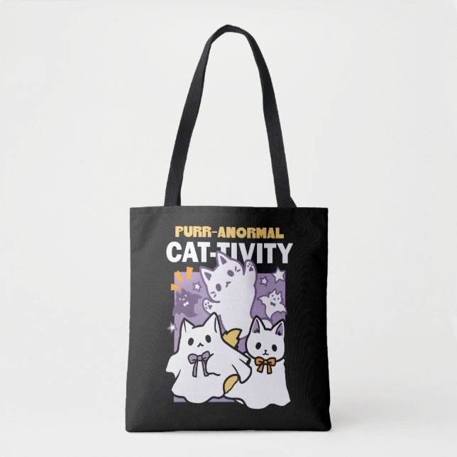 Bolsa Tote Purr-anormal Cat tivity - Halloween Cat Design (Frente)