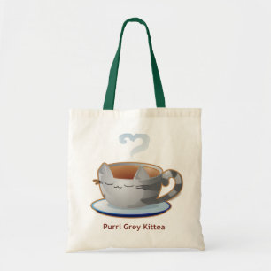 Bolsa Tote Purrista Pawfee: Caneca cinzenta do chá do gatinh
