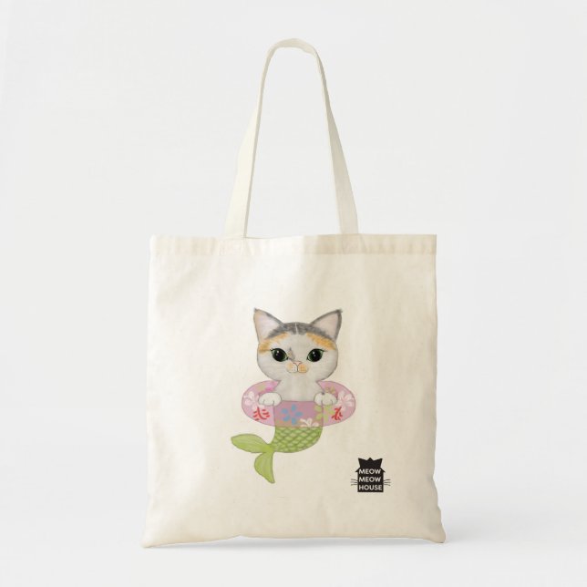 Bolsa Tote Purrmaid que aprende como nadar (Frente)