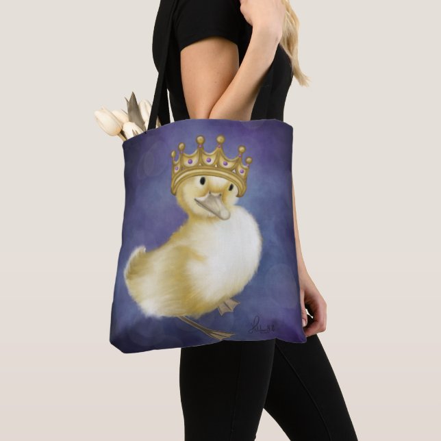 Bolsa Tote Quackery Real: Duque Amarelo com Coroa Dourada (Close Up)
