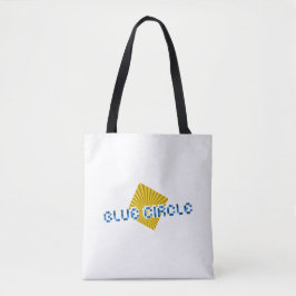 Bolsa Tote Quadrado Amarelo com Feixes e Texto de Pixel Opost