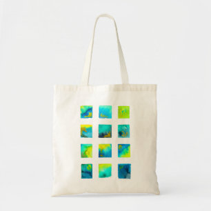 Bolsa Tote Quadrados azuis aquarela abstrato