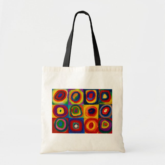 Bolsa Tote Quadrados com Círculos, Abstrato, Wassily Kandinsk (Frente)