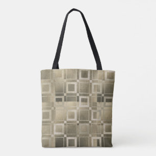 Bolsa Tote Quadrados Dourados Sutis Glamour Geométrico Modern