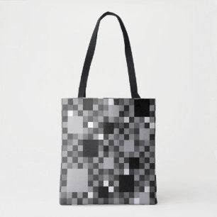 Bolsa Tote Quadrados Pequenos Pretos Digitais Pixelados