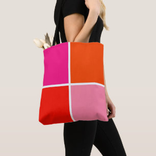 Bolsa Tote Quadrados Rosa e Laranja