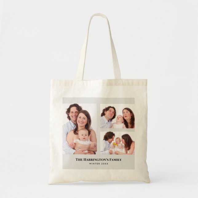 Bolsa Tote Quadro de Cinzas de Colagem de Fotos da Família de (Frente)