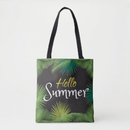 Bolsa Tote Quadro de Folhas Verdes da Palma Tropical de Verão