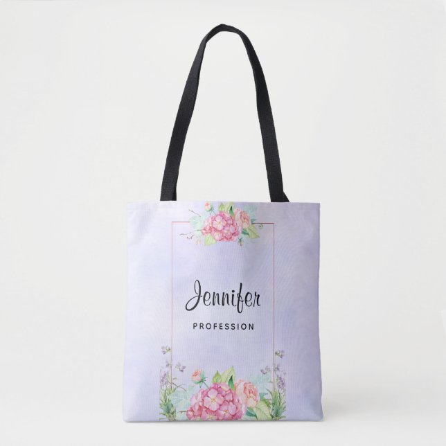 Bolsa Tote Quadro Floral de Cor de Água Rosa Moderna (Frente)