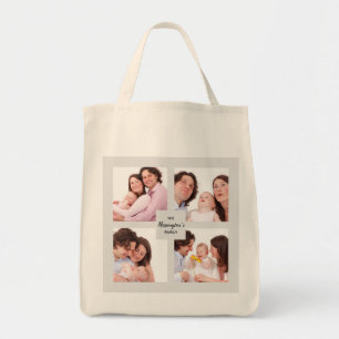 Bolsa Tote Quadro Quadrado de Colagem de Fotos da Família de