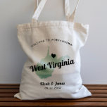 Bolsa Tote Qualquer Bag de Boas-vindas do Colorido Virginia O<br><div class="desc">Saco de presentes de boas-vindas para convidados fora da cidade para o seu casamento, com a imagem da Virgínia Ocidental. Você pode editar as cores de qualquer parte desta design, assim como mover o coração para o local do seu casamento. Para alterar as cores, clique em personalizar e, em seguida,...</div>