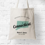 Bolsa Tote Qualquer Bag de Boas-vindas do Mapa de Conexão Col<br><div class="desc">Saco de presentes de boas-vindas para convidados fora da cidade para o seu casamento, com a imagem de Connecticut. Você pode editar as cores de qualquer parte desta design, assim como mover o coração para o local do seu casamento. Para alterar as cores, clique em personalizar e, em seguida, "editar...</div>