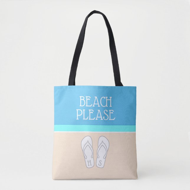 Bolsa Tote Qualquer Chinelos De Texto Curto Monograma Praia,  (Frente)