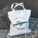 Bolsa Tote Qualquer Saco De Boas-Vindas Da Carolina Do Sul,<br><div class="desc">Saco de presentes de boas-vindas para convidados fora da cidade para o seu casamento, apresentando a imagem da Carolina do Sul. Você pode editar as cores de qualquer parte desta design, assim como mover o coração para o local do seu casamento. Para alterar as cores, clique em personalizar e, em...</div>