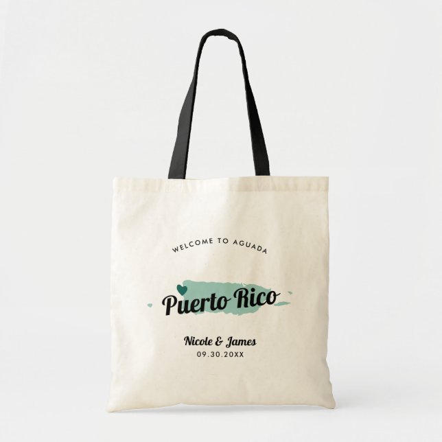 Bolsa Tote Qualquer Saco De Boas-Vindas Do Mapa De Porto Rico (Frente)