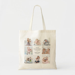 Bolsa Tote Qualquer texto na frente e verso Colagem de fotos 
