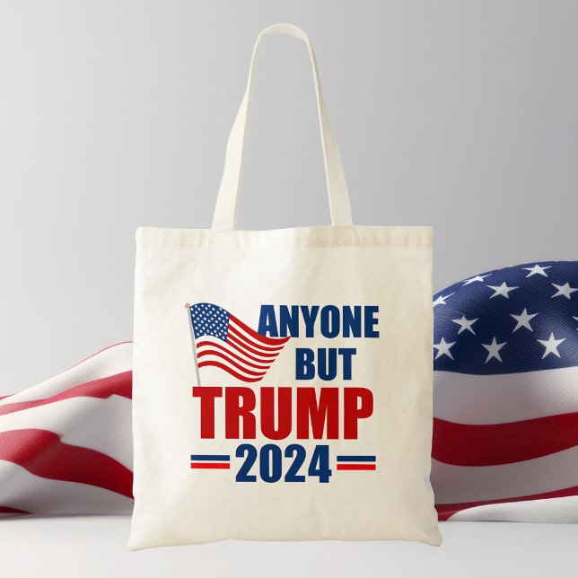 Bolsa Tote Qualquer Um, Exceto Trump 2024 Engraçado Político (Criador carregado)