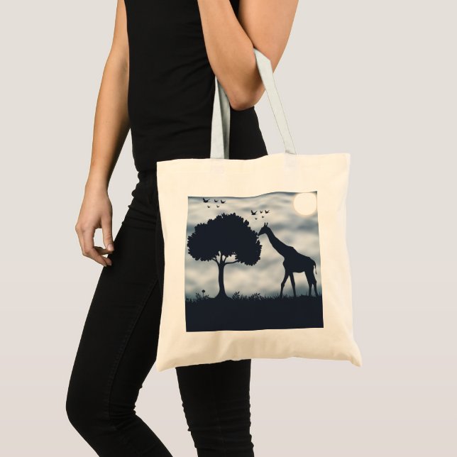 Bolsa Tote Quando a Lua sussurra para a Girafa (Frente (produto))