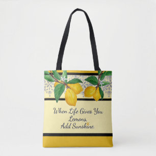 Bolsa Tote Quando a Vida Lhe Dá Limões Citação Amarela Amal