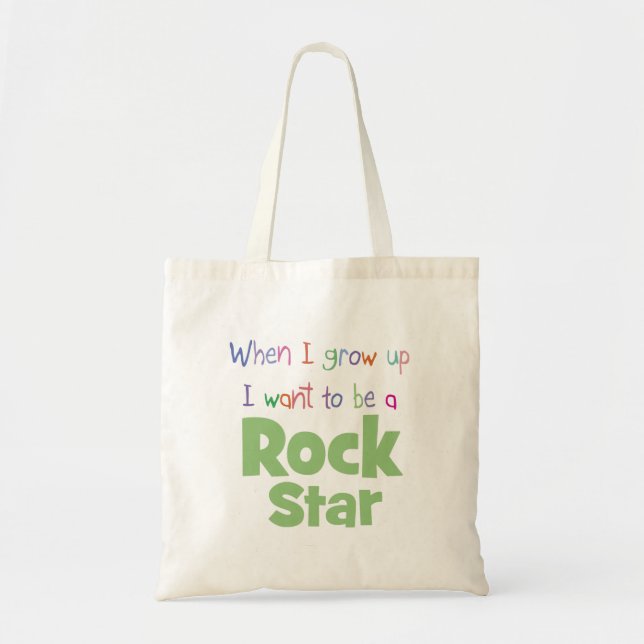 Bolsa Tote Quando eu crescer acima a estrela do rock (Frente)