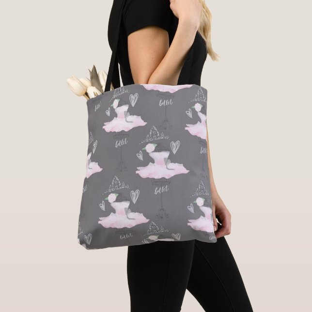 Bolsa Tote Quarto de Meninas Bailarina Pink & Grey Couture (Close Up)
