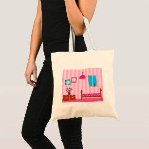 Bolsa Tote Quarto Infantil Floral Rosa