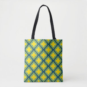 Bolsa Tote Quatrefoil Amarelo e Azul