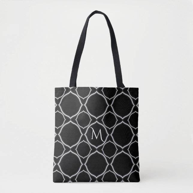 Bolsa Tote Quatrefoil Branco Monograma (Frente)