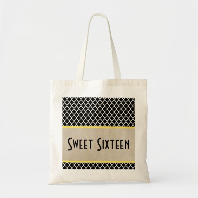 Bolsa Tote Quatrefoil Chic Amarelo Doce 16 Saco (Frente)