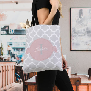 Bolsa Tote Quatrefoil Cor-de-Rosa Personalizado Saco
