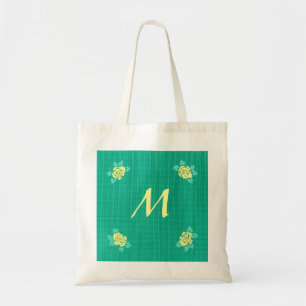 Bolsa Tote Quatro Rosas Amarelas Xadrezes Teais Verdes Monogr