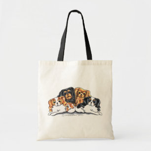 Bolsa Tote Quatro Spaniels de rei Charles descuidados