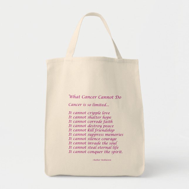 Bolsa Tote Que Cancer Não Consegue Fazer Saco de Toques Poem (Frente)