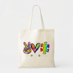 Bolsa Tote quebra-cabeça autismo, sinal de paz, segundo Apri
