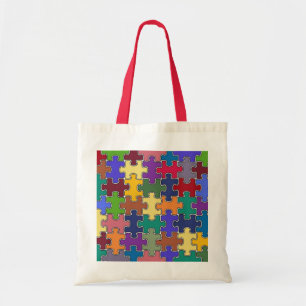 Bolsa Tote quebra-cabeça de cores