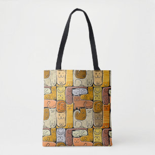 Bolsa Tote Quebra-cabeça Funny Cats House Sem Olhos