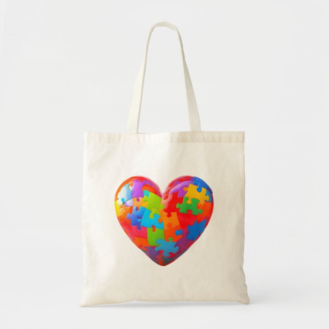 Bolsa Tote Quebra-cabeça Piece Heart Tote Bag (Frente)