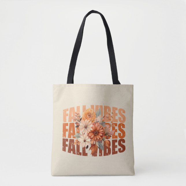 Bolsa Tote Queda de vibes aquáticas flores silvestres folhas (Frente)