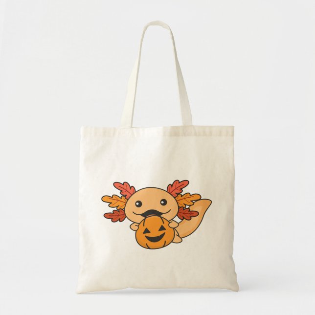 Bolsa Tote Queda do Axolotl com folhas de queda (Frente)