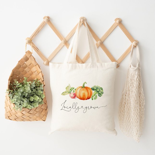 Bolsa Tote Queda fazenda de abóbora de vegetais cultivados lo (Criador carregado)
