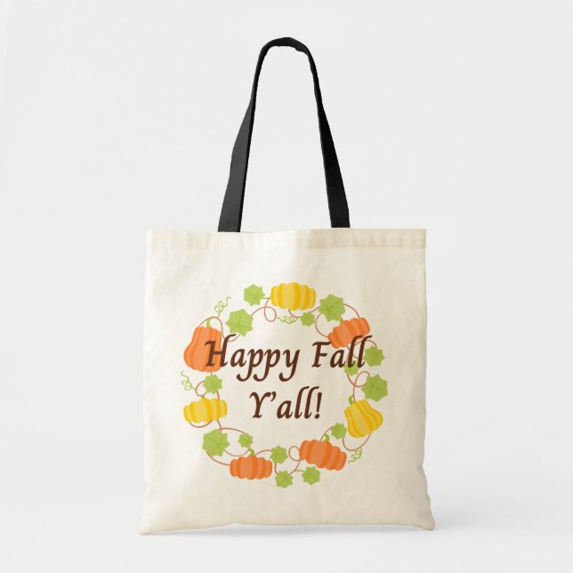 Bolsa Tote Queda Feliz, Pumpkin Wreath Tote Bag (Frente)