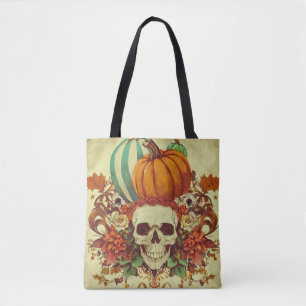 Bolsa Tote Queda/outono/Halloween/abóbora/esqueleto