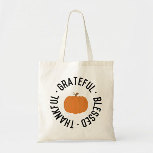 Bolsa Tote Queda Pumpkin Agradecido abençoado outono