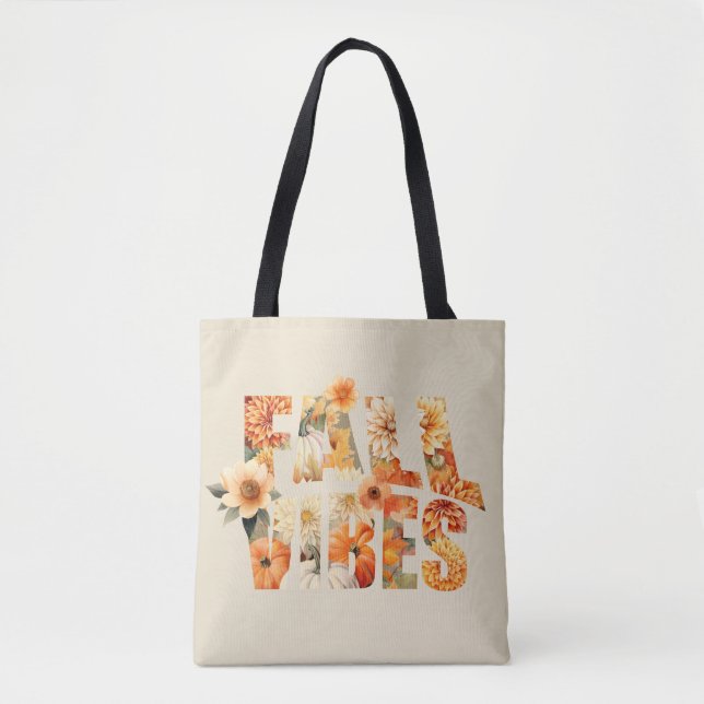 Bolsa Tote Queda vibes aquarelas flores silvestres folhas out (Frente)