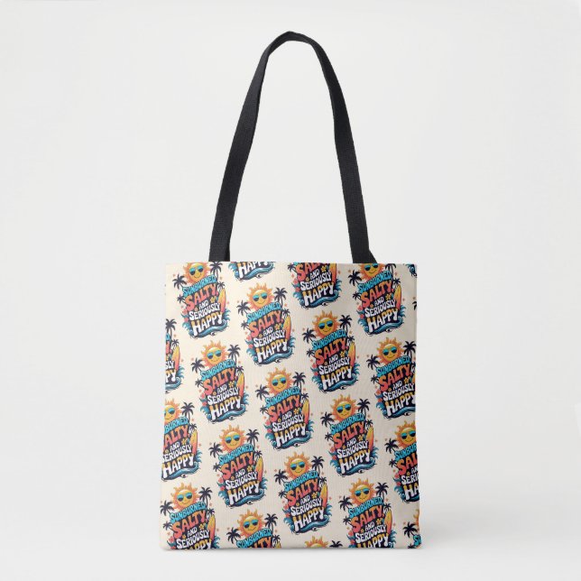 Bolsa Tote Queimado pelo Sol, Salgado e Feliz – Vibrações Ret (Frente)