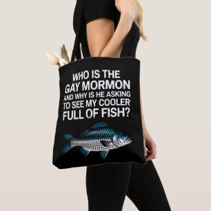 Bolsa Tote Quem É O Peixe Engraçado Gay Mórmon Orgulho LGBTQ