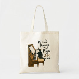 Bolsa Tote Quem está Tocando Piano às 2 da Manhã? Gato de Smo